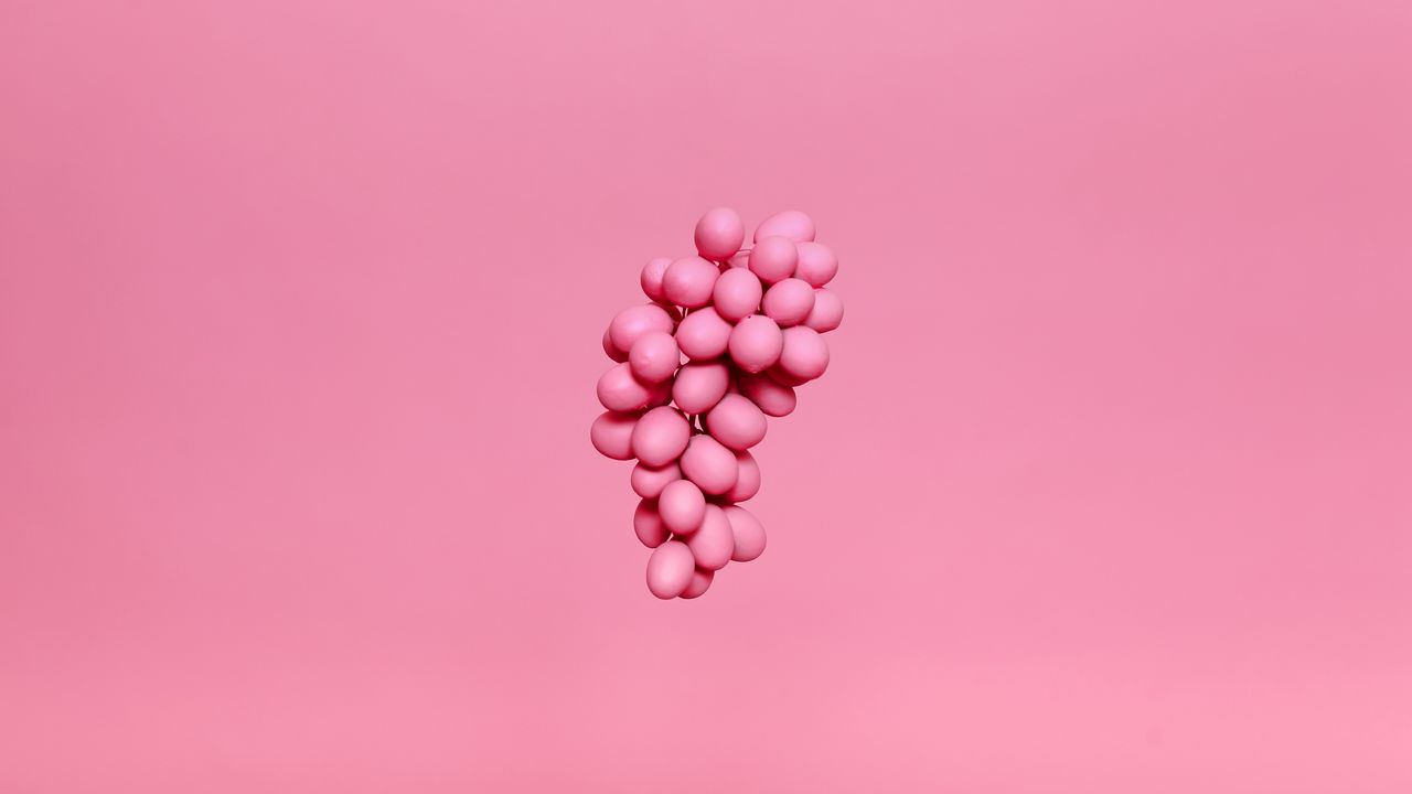 Обои виноград, гроздь, розовый, краска, минимализм