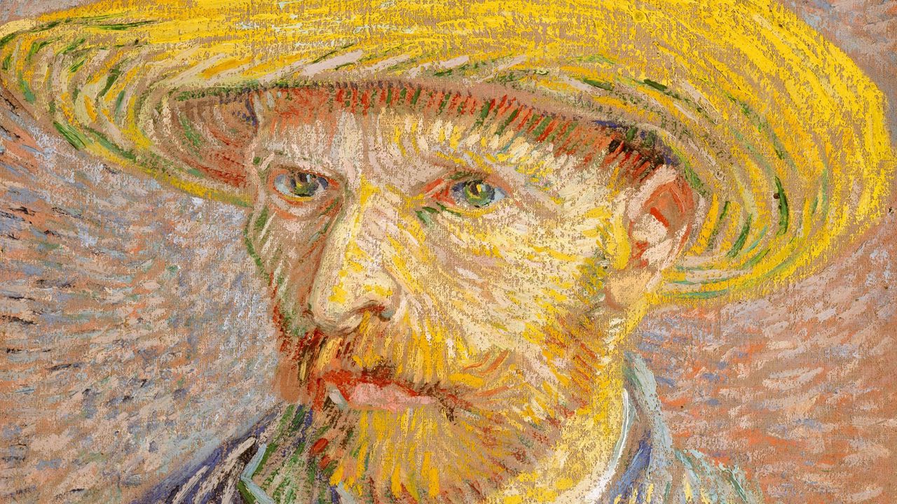 Обои винсент ван гог, автопортрет в соломенной шляпе, портрет, художник