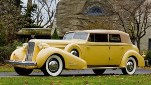 Превью обои vintage car, желтый, красивый, природа