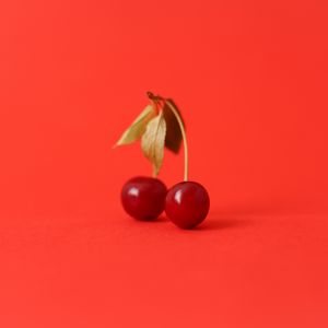 Превью обои вишня, фрукт, ягода, красный, лист