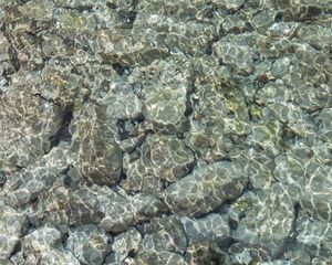 Превью обои вода, блики, камни, дно, прозрачный