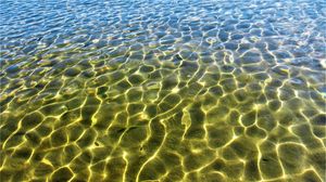 Превью обои вода, блики, рябь, искажение, песок