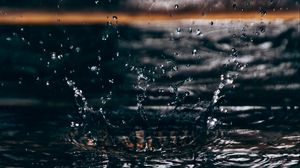 Превью обои вода, брызги, капли, макро, темный
