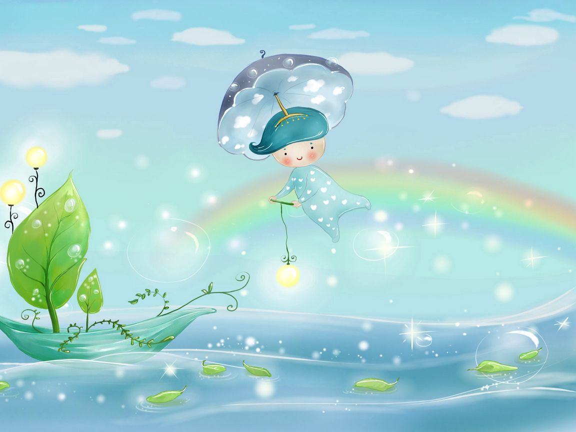 Скачать 1152x864 вода, дождь, зонт, листья, лодка, мальчик, море, небо,  парус, погода, природа, пузыри, радуга, рисунок, свет, тучи, фонари обои,  картинки стандарт 4:3