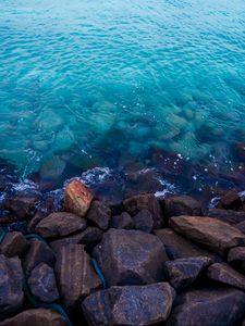 Превью обои вода, камни, берег