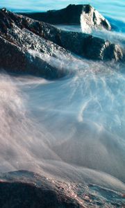 Превью обои вода, камни, макро, песок, дно