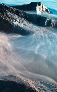 Превью обои вода, камни, макро, песок, дно