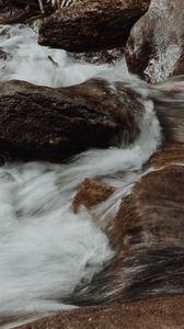 Превью обои вода, камни, поток, река