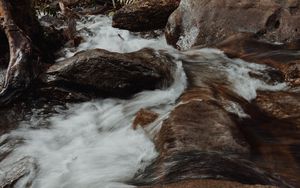 Превью обои вода, камни, поток, река