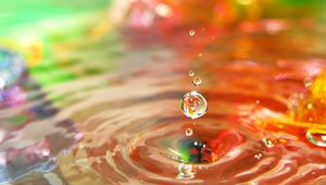 Превью обои вода, капли, брызги, рябь, макро, размытие