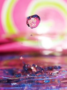 Превью обои вода, капли, макро, блики