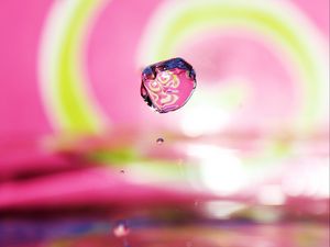 Превью обои вода, капли, макро, блики