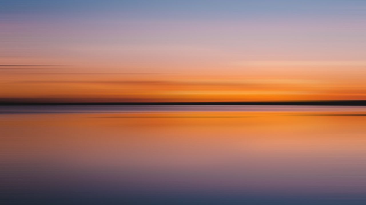 Обои вода, луна, сумерки, горизонт