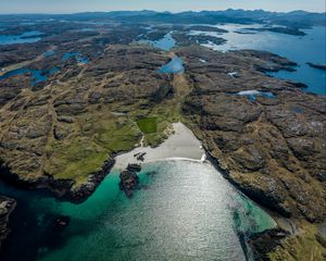 Превью обои вода, острова, земля, вид сверху