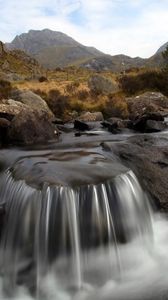 Превью обои вода, поток, журчание, камни, горная река