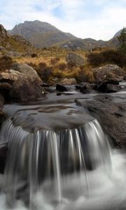 Превью обои вода, поток, журчание, камни, горная река