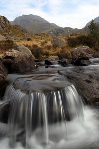 Превью обои вода, поток, журчание, камни, горная река