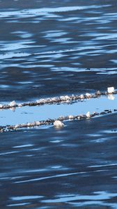 Превью обои вода, река, лед, рельеф, синий