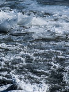 Превью обои вода, река, лед, рельеф, осколки