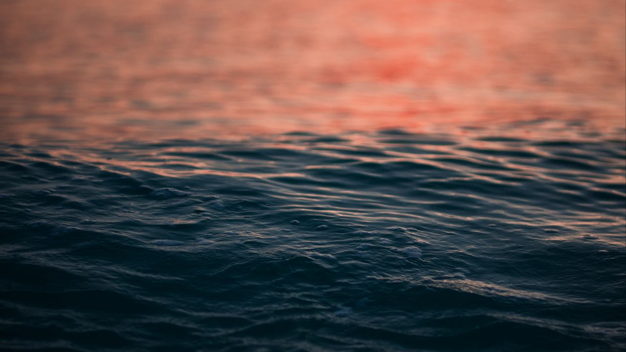 Обои вода, рябь, море, закат, горизонт