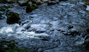 Превью обои вода, ручей, камни, каскад, природа