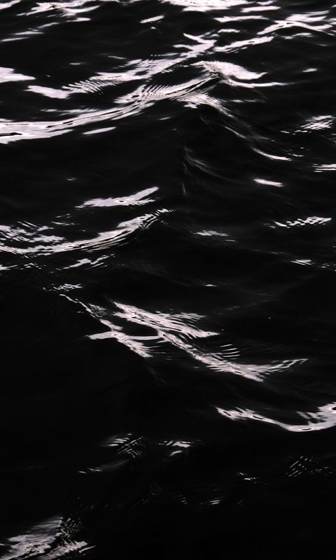 480x800 Обои вода, волны, черно-белый, черный