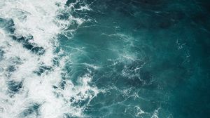 Превью обои вода, волны, пена, вид сверху