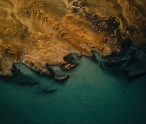 Превью обои вода, земля, вид сверху, побережье, море