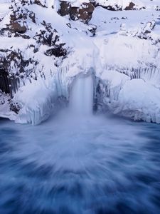 Превью обои водопад, айсберг, снег, лед