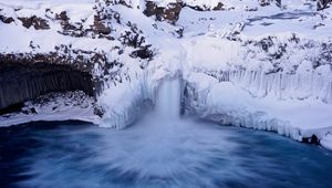 Превью обои водопад, айсберг, снег, лед