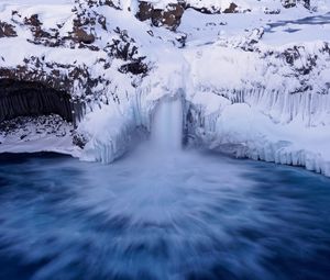 Превью обои водопад, айсберг, снег, лед