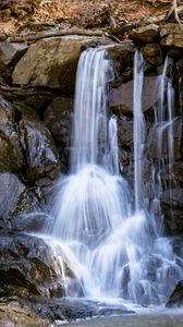 Превью обои водопад, брызги, камни, мокрый