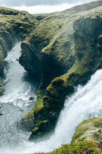 Превью обои водопад, брызги, река, скалы