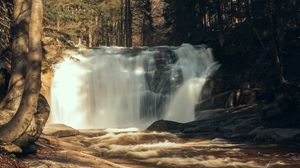 Превью обои водопад, деревья, лес, пейзаж