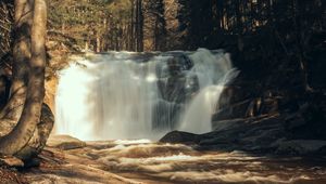 Превью обои водопад, деревья, лес, пейзаж