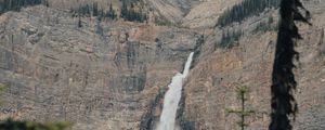 Превью обои водопад, деревья, скалы, гора, поток