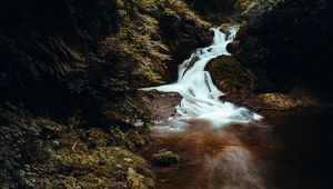 Превью обои водопад, длинная выдержка, камни, пейзаж