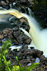 Превью обои водопад, длинная выдержка, камни, пейзаж, природа