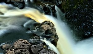 Превью обои водопад, длинная выдержка, камни, пейзаж, природа