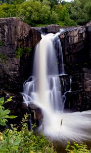 Превью обои водопад, долгая выдержка, камни, вода