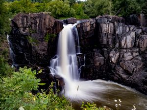 Превью обои водопад, долгая выдержка, камни, вода