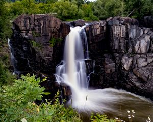 Превью обои водопад, долгая выдержка, камни, вода