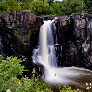 Превью обои водопад, долгая выдержка, камни, вода