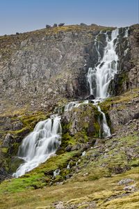 Превью обои водопад, гора, обрыв, камни, природа