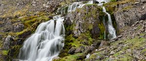 Превью обои водопад, гора, обрыв, камни, природа