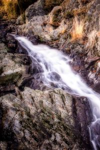 Превью обои водопад, горы, камни, hdr