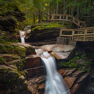 Превью обои водопад, камни, долгая выдержка