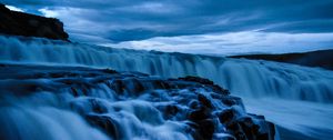 Превью обои водопад, камни, долгая выдержка, природа