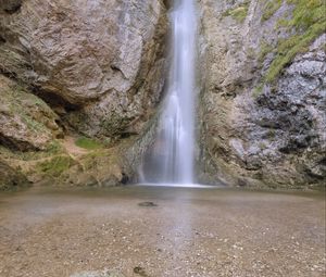 Превью обои водопад, камни, галька, вода, природа