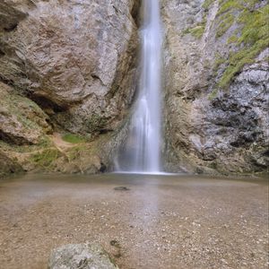 Превью обои водопад, камни, галька, вода, природа